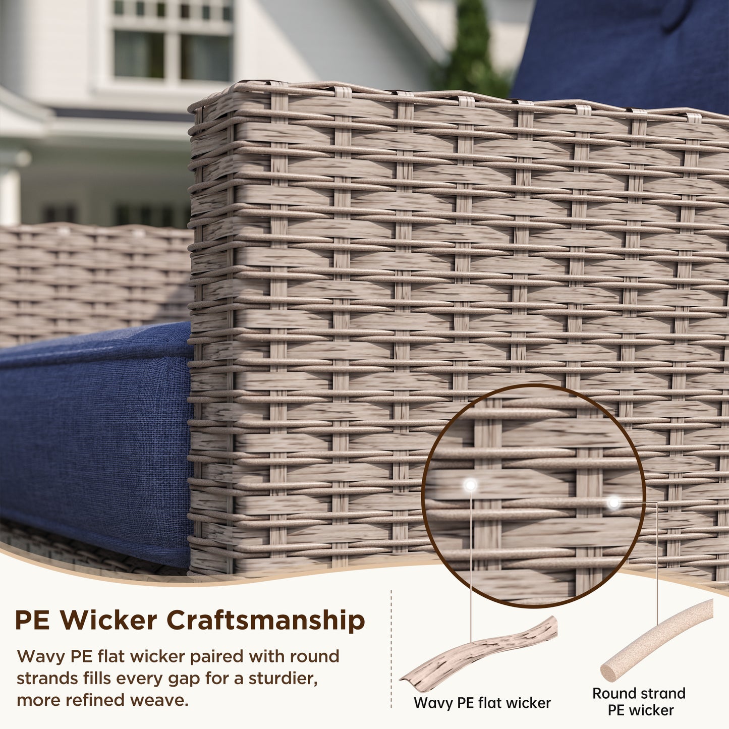 NestNook 3-Piece Wicker Patio Furniture Set with Swivel Rocking Chairs , Side Table with Cushions for Porch, Balcony, Deck, Backyard
