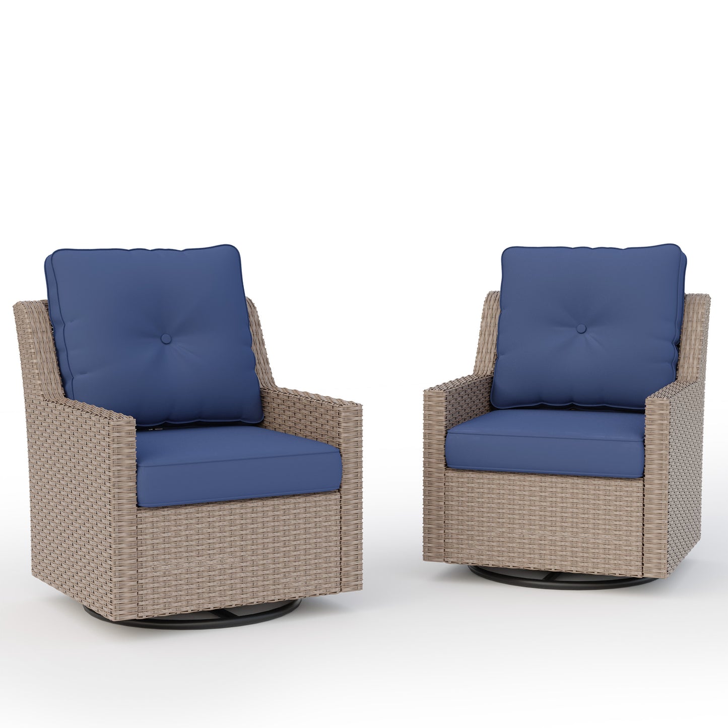Alto Outdoor Swivel Rocking Chair Set, All-Weather Wicker Patio Chairs with Deep Cushions, 360° Swivel Glider Chairs for Backyard, Porch & Poolside
