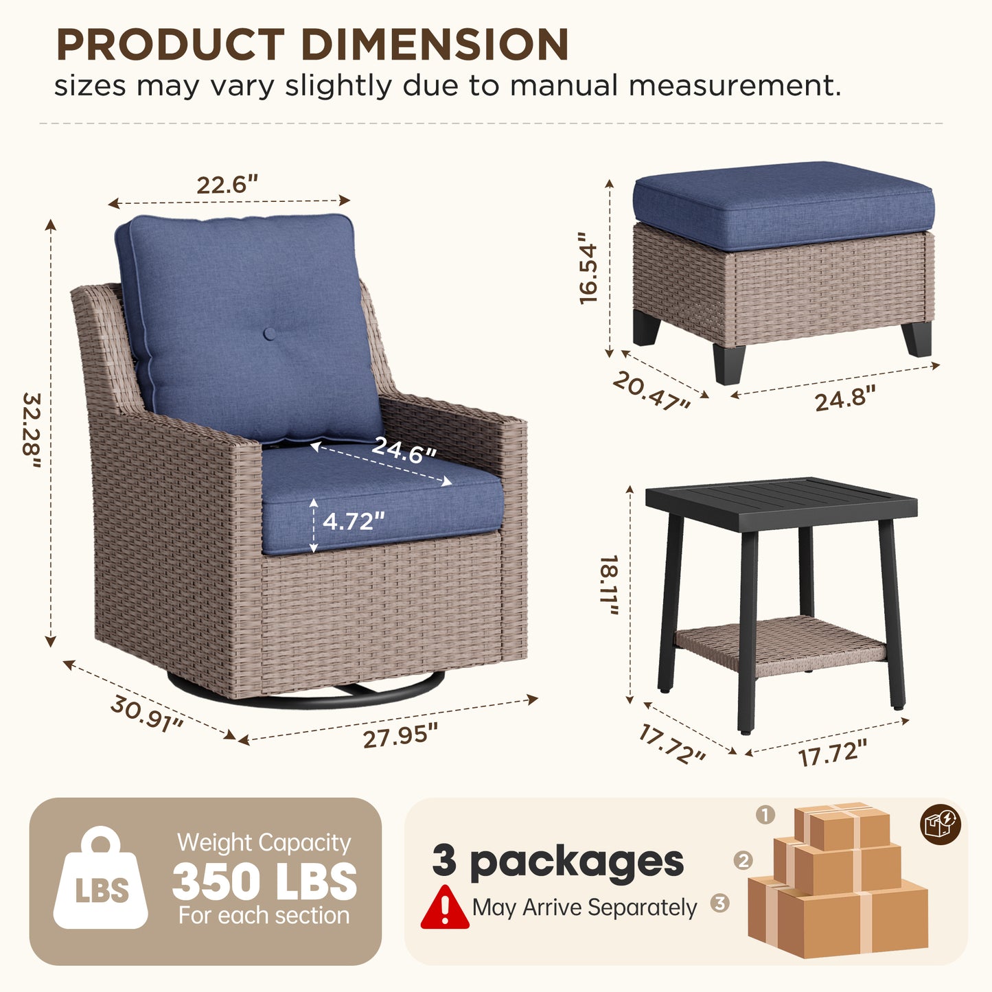 NestNook 5-Piece Outdoor Wicker Swivel Glider Patio Conversation Sets with Cushions