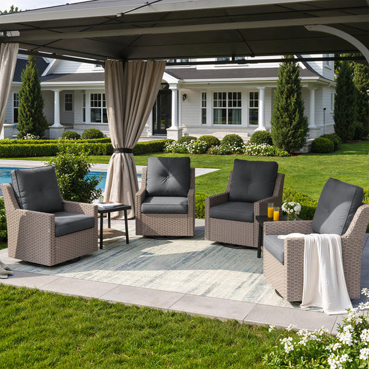 NestNook 6-Piece Outdoor Wicker Swivel Glider Patio Conversation Sets with Cushions