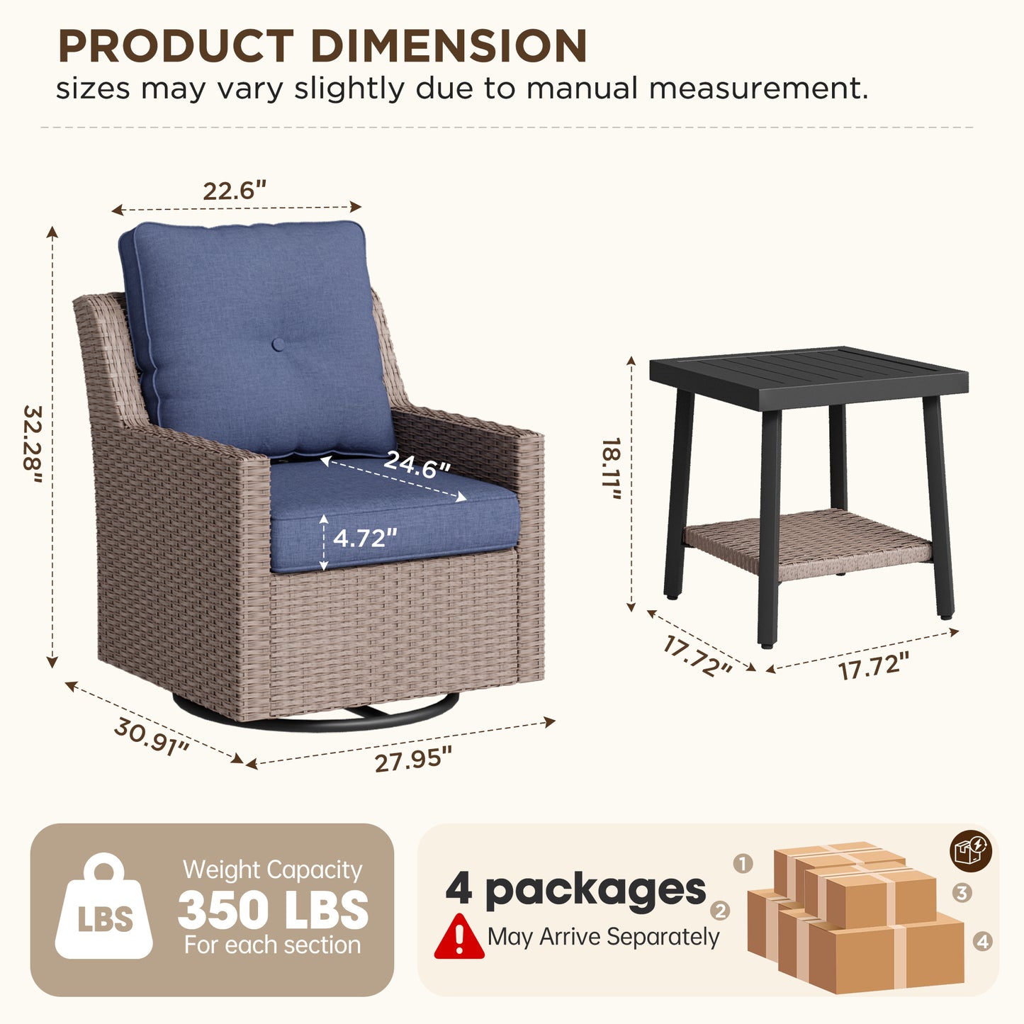 NestNook 6-Piece Outdoor Wicker Swivel Glider Patio Conversation Sets with Cushions