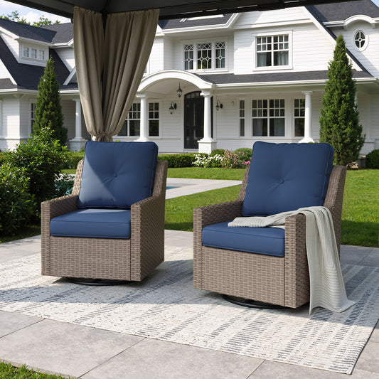 Alto Outdoor Swivel Rocking Chair Set, All-Weather Wicker Patio Chairs with Deep Cushions, 360° Swivel Glider Chairs for Backyard, Porch & Poolside