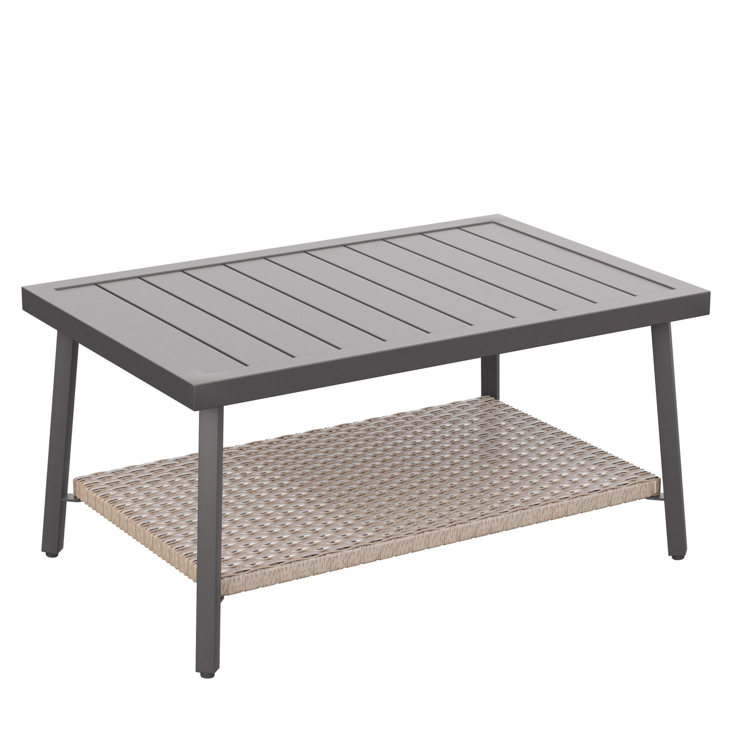 Alto Outdoor Coffee Table, Modern Rectangular Patio Table with Aluminum Top and Metal Frame for Garden, Deck, Balcony,Poolside