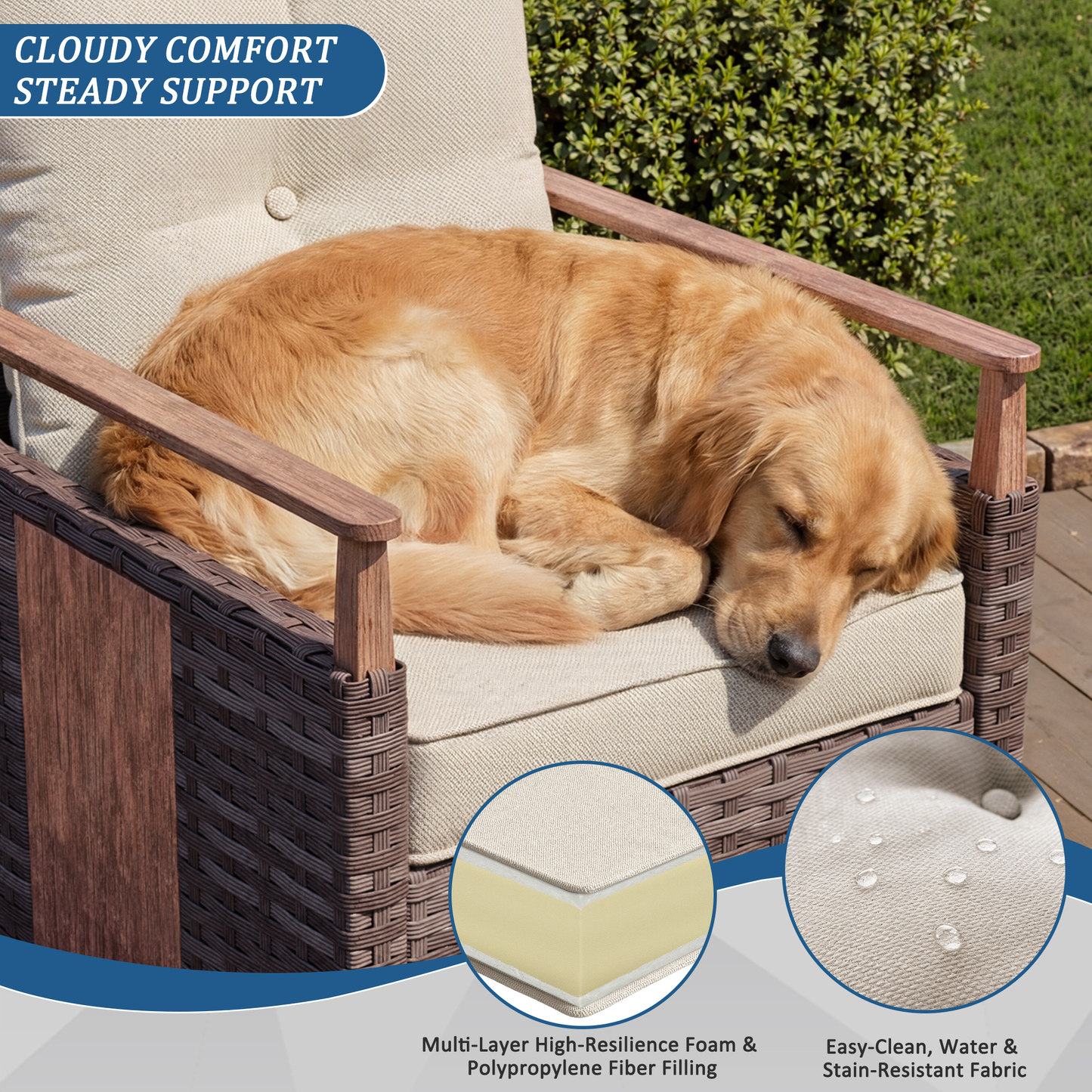 Melvarn 4-Piece Outdoor Wicker Swivel Glider Patio Conversation Sets with Cushions